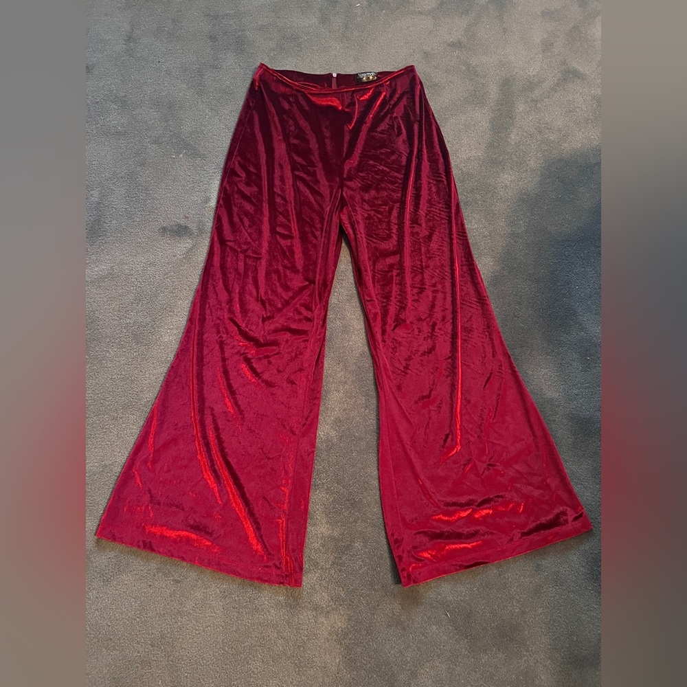 Red velvet pants
